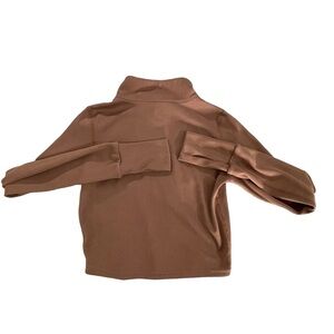 LA Image brown cropped ribbed mock neck zip up long sleeve activewear top XS